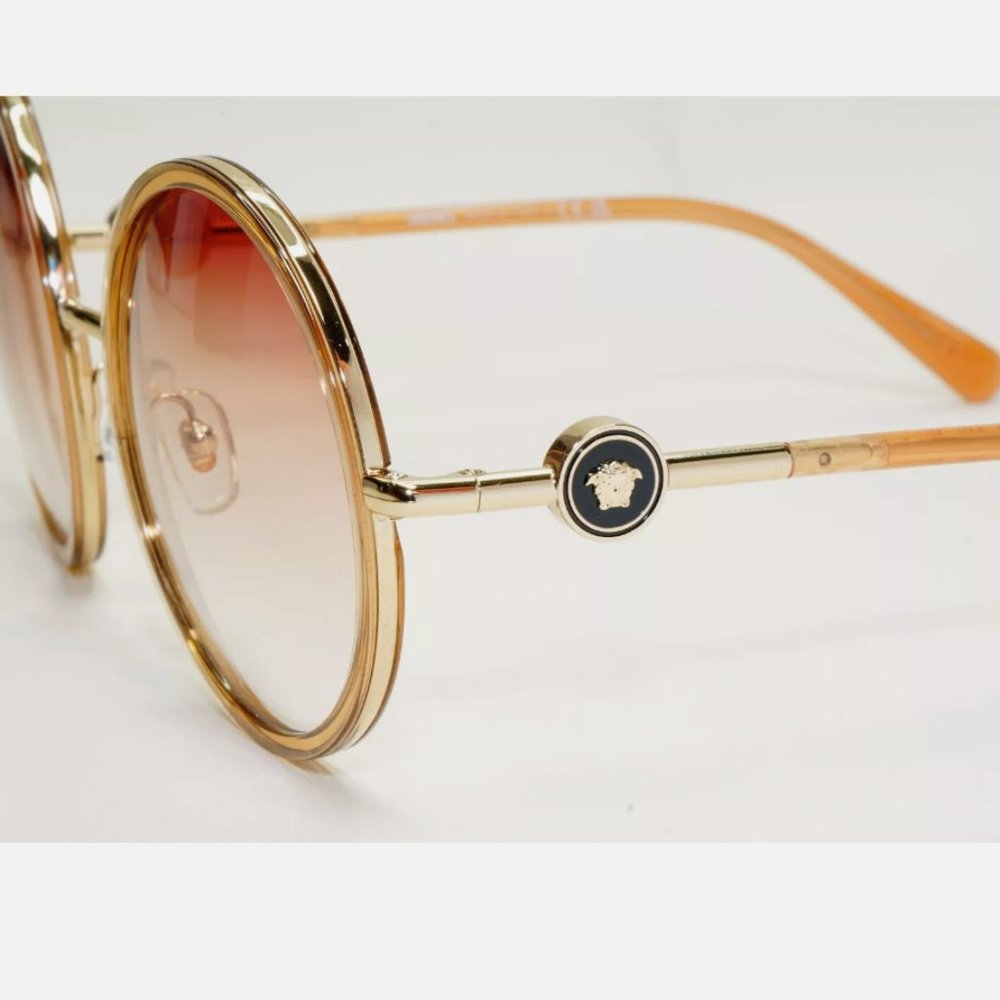 Versace Round Gold Brown Gradient Sunglasses - image 1